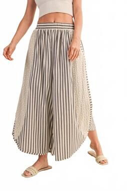 NEW KLESIS caitlin dolphin hem wide leg pants in beige